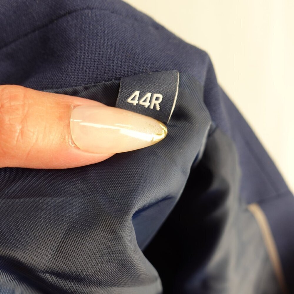 Men's NAUTICA Modern Fit Bi Stretch Suit Blazer Jacket in Solid Blue size 44R - Picture 10 of 11
